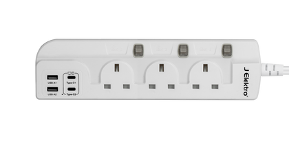 J ELEKTRO 3-WAY 2M SOCKET WITH 4 PORTS (TYPE-C & USB)