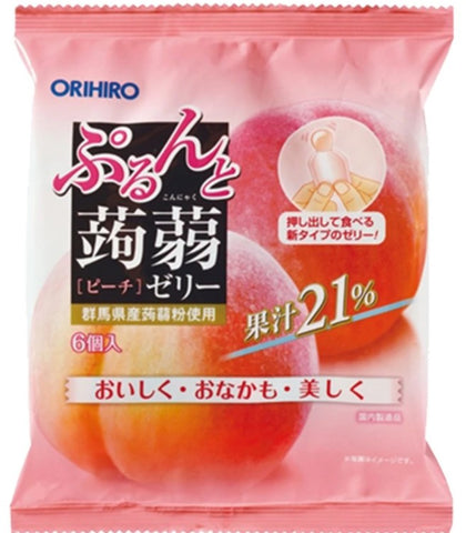 ORIHIRO Konjac  White Peach Jelly Pouch 6s 120g (1 Bag/BUNDLE OF 2)