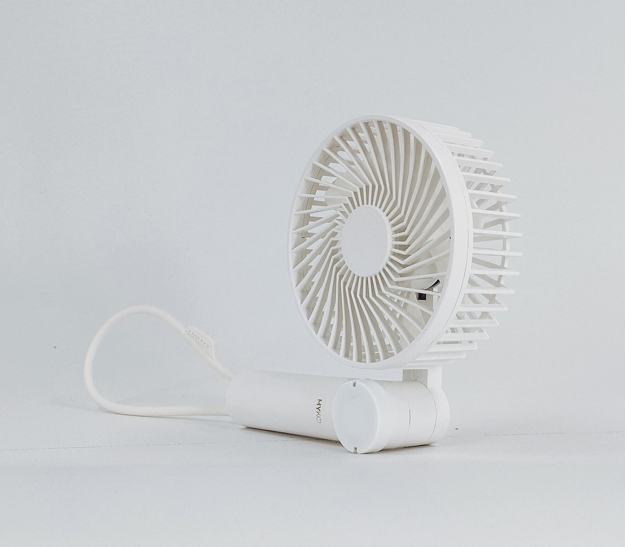 MYKO Recharge Foldable Handheld Fan 2000mAh White #MYKO_UF006WH