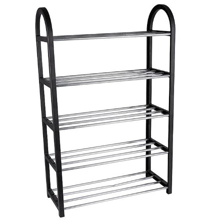 5 Tier Black Steel Shoe Rack
