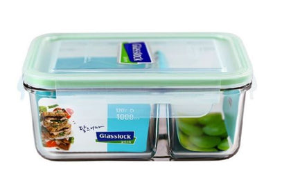 GLASSLOCK Rect Food Container W/Divider 920ml