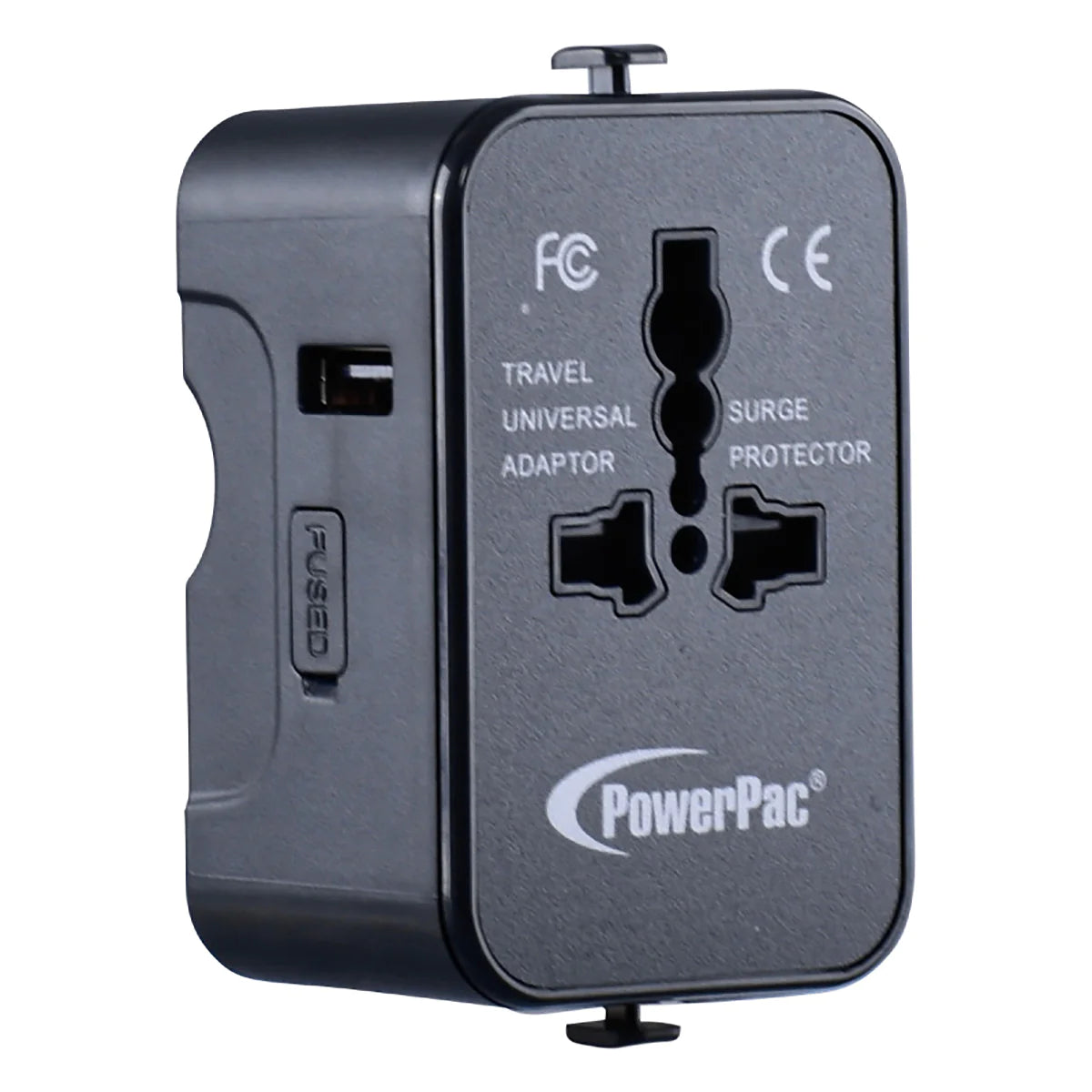 PowerPac Travel Adapter 2Type C & 1A USB- Black / White