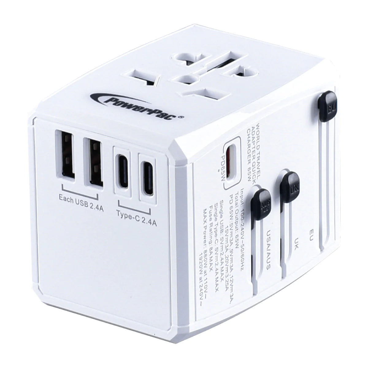 PowerPac Travel Adapter 2A+3C USB 65Watts PP7977
