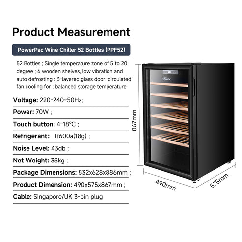 PowerPac Wine Chiller 52Bottles PPF52