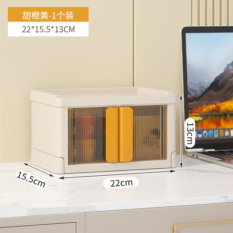 2 transparent Door Mini 1-Tier Stackable Storage Cabinet