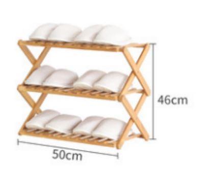 Foldable 3 Tier Bamboo Shoe Rack | 50 x 46cm