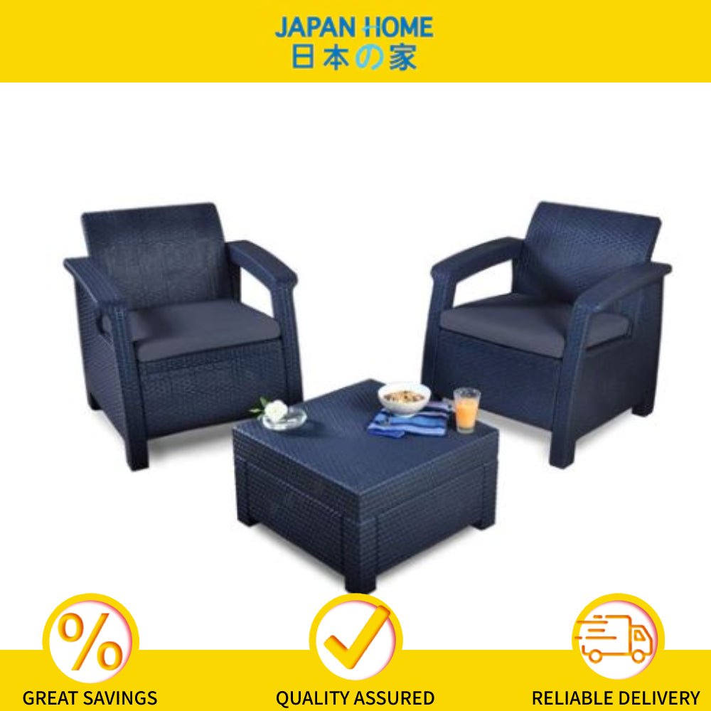 Keter Corfu Rattan Balcony Set in Dark Grey