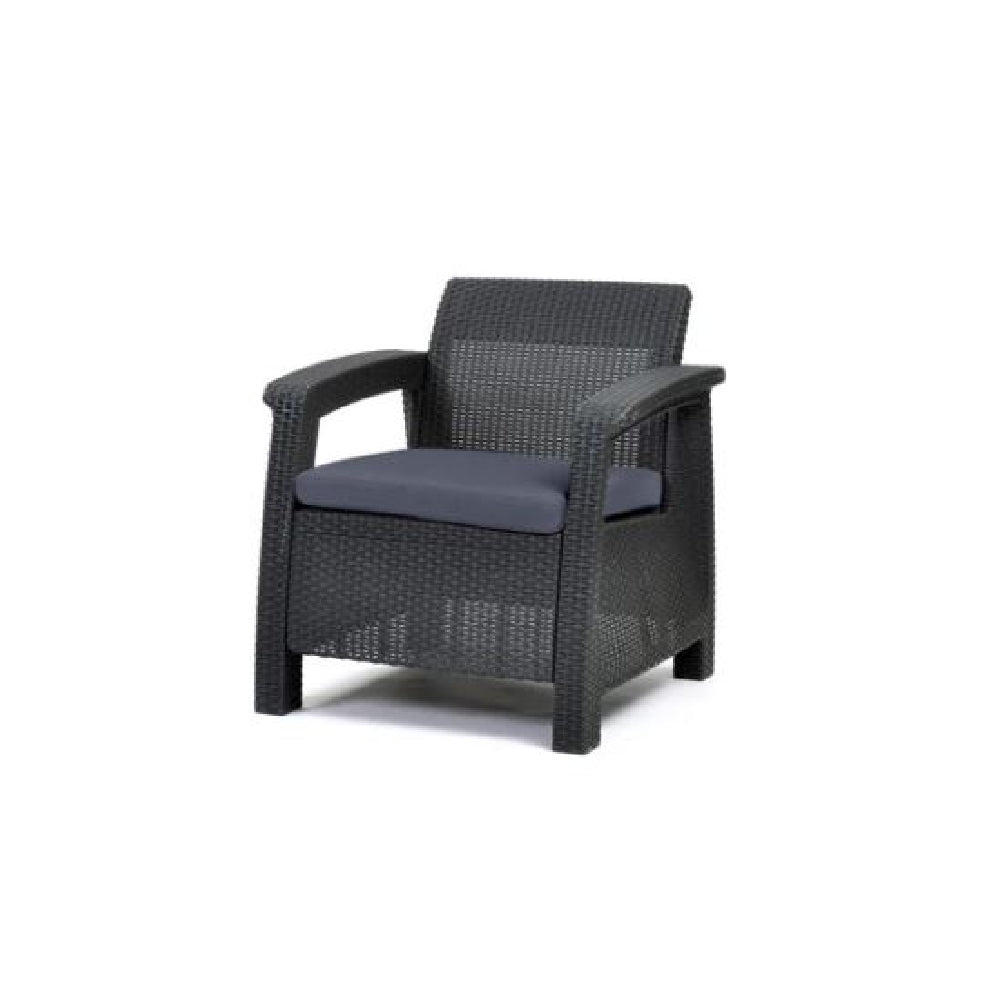 Keter Corfu Rattan Balcony Set in Dark Grey