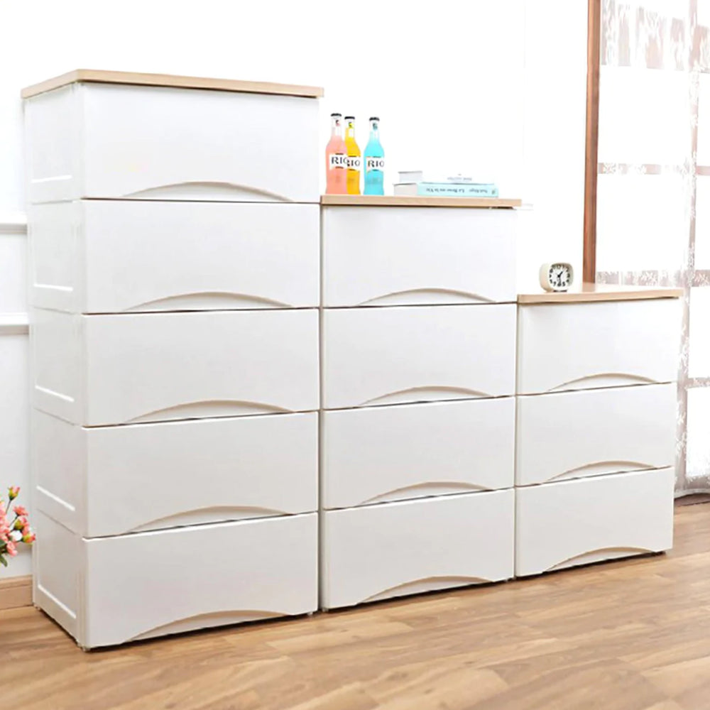 (Pre-order)EZ Keep 5 Tier Wood Top Drawer Cabinet (60.5 x 48 x 128cm)