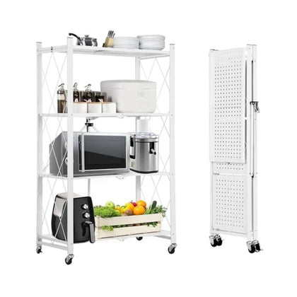 Foldable Metal Rack 4-Tier Storage Shelf – 71 x 34 x 120cm | Space-Saving Organizer
