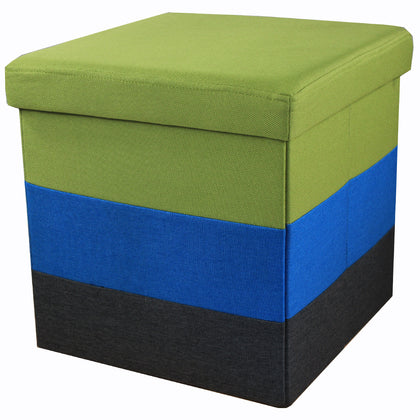 Green & Grey Storage Ottoman chair with strip design