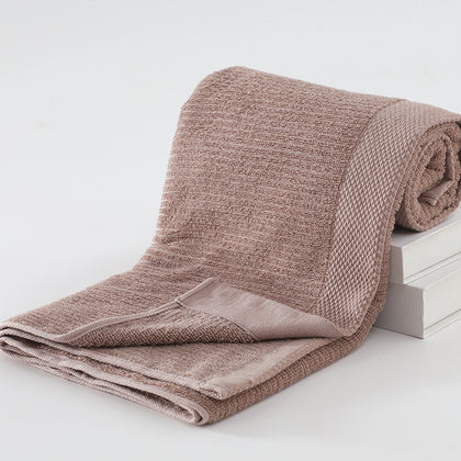 Bath Towel Plain Stripes Brown 350g