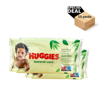 Huggies® Natural Care Baby Wipes with Aloe Vera x 10 packs (56 wipes per pack)