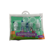 2 screw bottle, 1 pump bottle, 1 spray bottle in one clear case