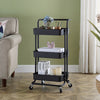 3 Tier Metal Trolley with Handle 42*35*85.5(H)cm (White and Black)