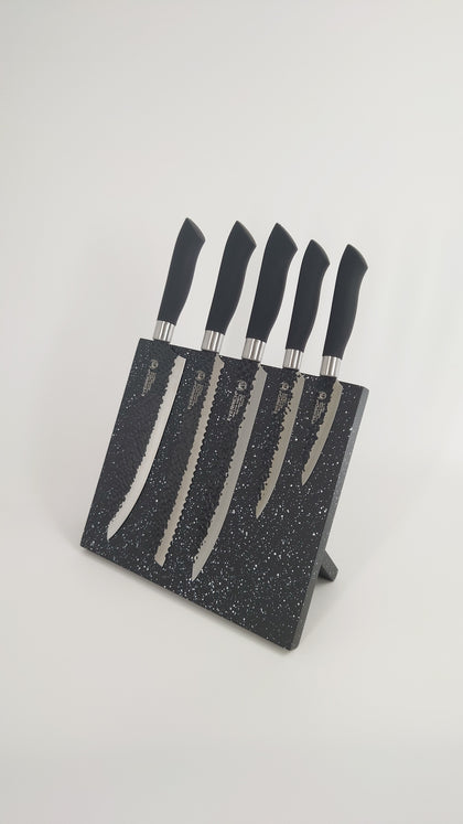 EVERRICH Magnetic Knife Holder with 5 knife set.