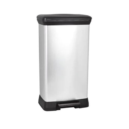 50L Deco Pedal Push Premium Bin in Metallic - Rectangle