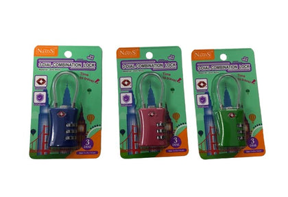 Blue, Pink, Green 3Dial Comb Lock