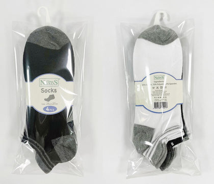 Naxos Men Sock 25-27cm (JHC-S-1848)4 Pair Set (Black/White)