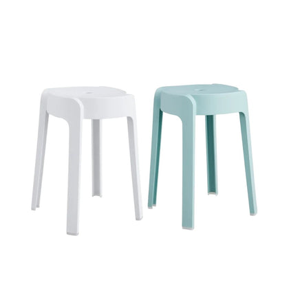 JAPAN HOME Strong & Sturdy Stacking Stool (32 × 32 × 45cm) | White / Tiffany Blue