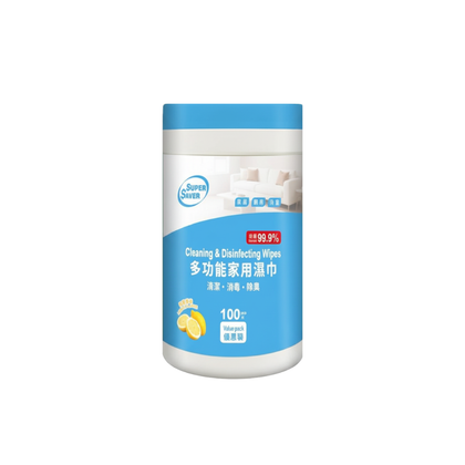 Multi-Purpose Cleaning & Disinfecting Wipes (100 Sheets) – 99.9% Germ Protection, Lemon Scent