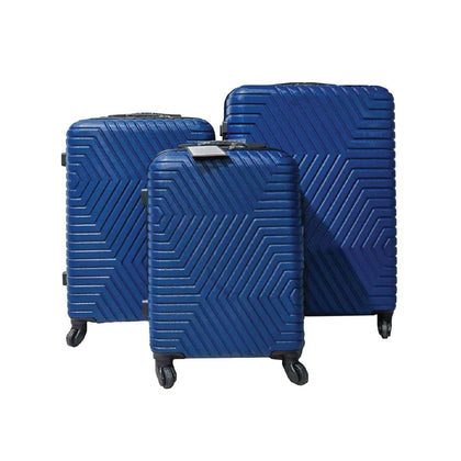 ABS 3-in-1 Luggage Set (20” + 24” + 28”) – Silver / Dark Blue