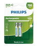 PHILLIPS 2xAAA 700mAH MultiLife Rechargeable Battery