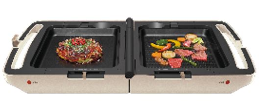 Iris Ohyama Double-Sided Foldable Electric Grill Plate with Takoyaki Hot plate