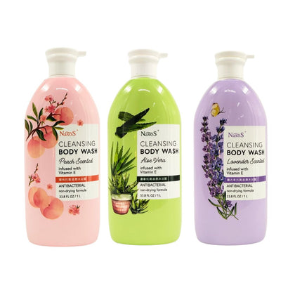 NAXOS Antibacterial Body Wash 1L | Peach, Aloe Vera & Lavender