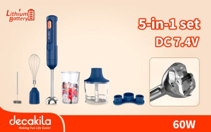 Decakila Cordless hand blender 60W 5-in-1 set - Blue