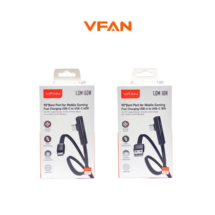 VFAN X31 90° Gaming Fast Charging Cable 1M – Angled USB-C Charger Cable for Mobile Gaming (18W / 60W)