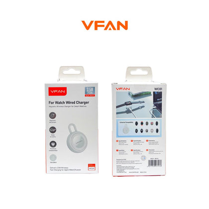 VFAN Magnetic Wireless Watch Charger – 2.5W Fast Charging for Apple, Hua Wei & Samsung Watches, Slim & Portable