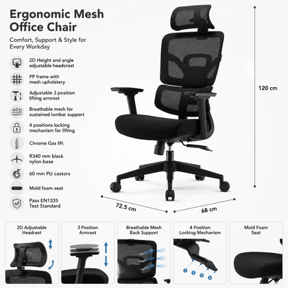 Ergonomic Mesh Office Chair with Adjustable Headrest
