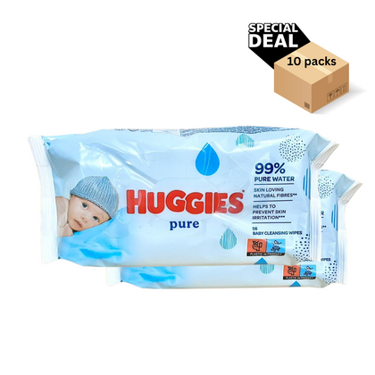 HUGGIES® Pure Baby Wipes x 10 packs (56 wipes per pack)