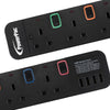 PowerPac 6 Way Extension Socket with 4XUSB 3.2A (Black) PP9116UBK