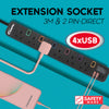 PowerPac 6 Way Extension Socket with 4XUSB 3.2A (Black) PP9116UBK