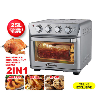 25L Air Fryer Oven With Rotisseries, Air Fryer Basket & Bin (PPAF535)