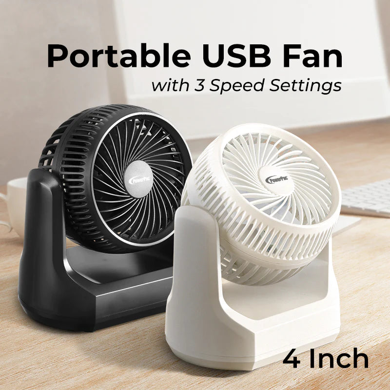 POWERPAC USB Fan- 4Inch (BLACK)