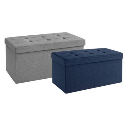 Ottoman Storage Box 76x38x38cm-Rectangle  (Grey/ D.Blue)