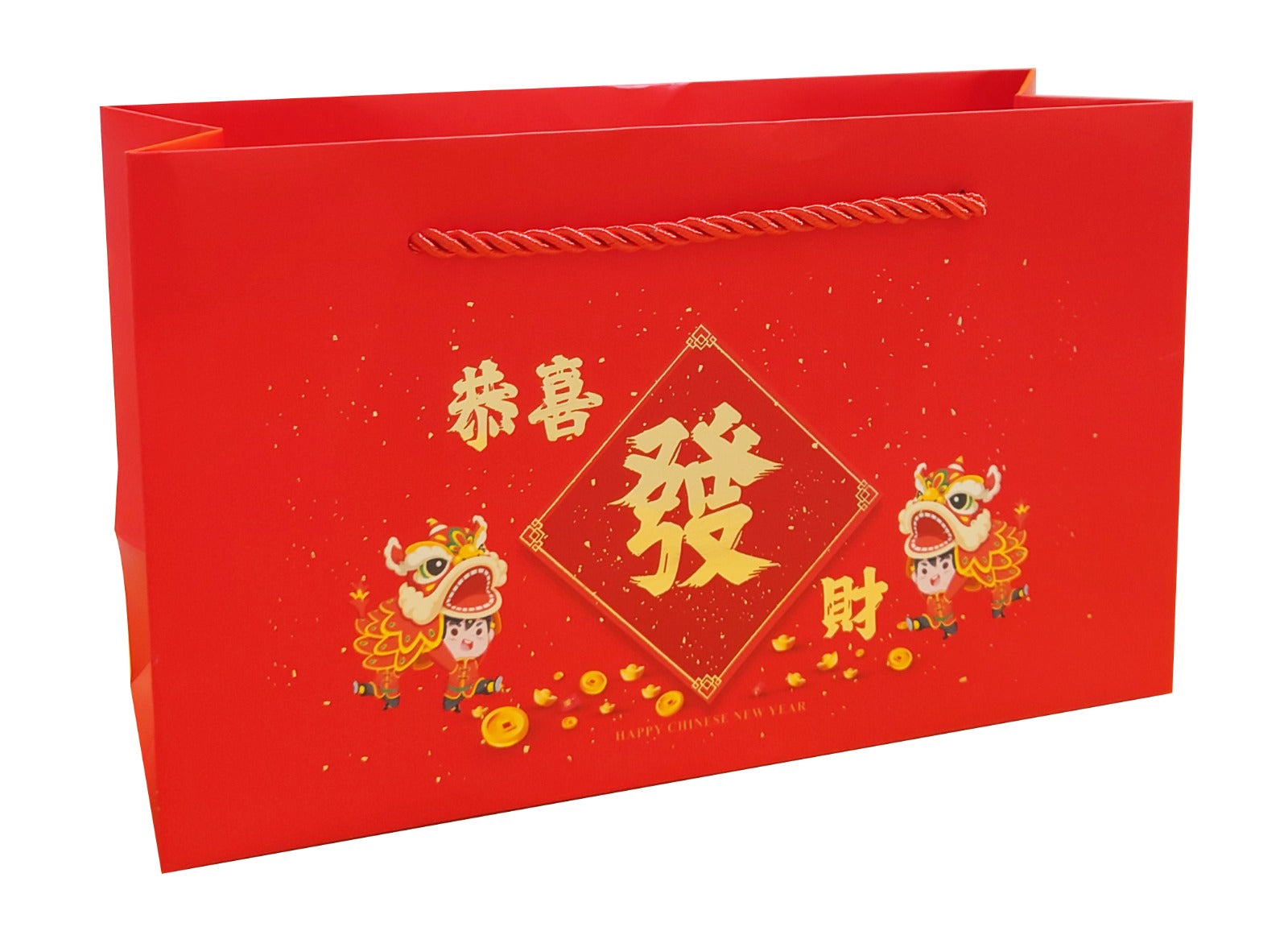 Mandarin Orange Paper Bag - Gong Xi Fa Cai (Bundle of 10)