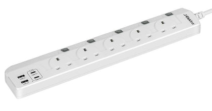 J ELEKTRO 5Way 2M Socket with 4 Port Type-C & USB