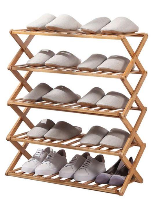 Foldable 5 Tier Bamboo Shoe Rack