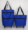Blue Portable Shopping Bag with Wheels