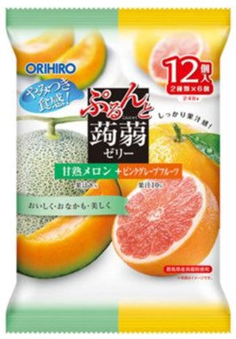 ORIHIRO Konjac Jelly Pouch Melon & Pink Grapefruit 240g