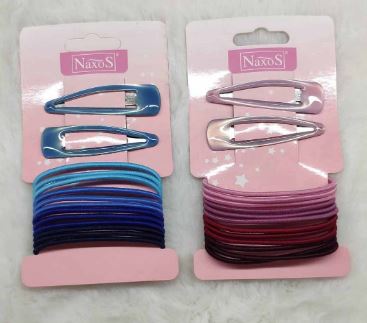 Blue and Pink NAXOS Hair Bands + Claw Clip
