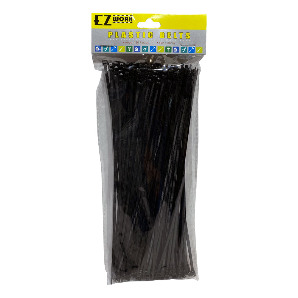 EZ Work Black Cable Ties 20cm 150pcs