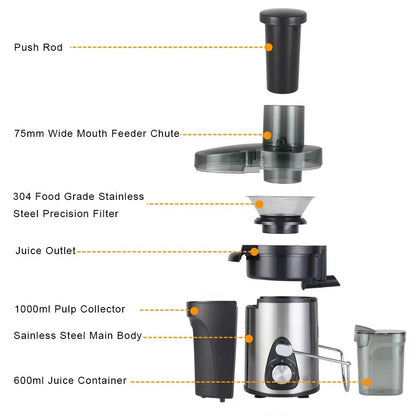 MATSUSHO Stainless Steel Juicer 400W (MAT-JE400) with Arm Lock