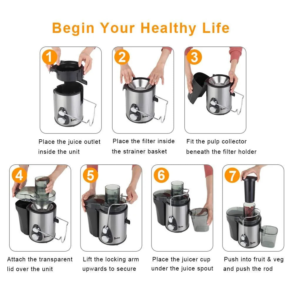 MATSUSHO Stainless Steel Juicer 400W (MAT-JE400) with Arm Lock