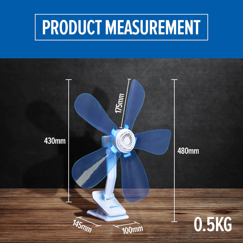 PowerPac Electric Clip Fan measurements