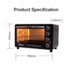 ELECTRIC OVEN 45L WITH ROTISSERIE & CONVECTION FUNCTIONS , 2 TRAYS & WIRE MESH measurements